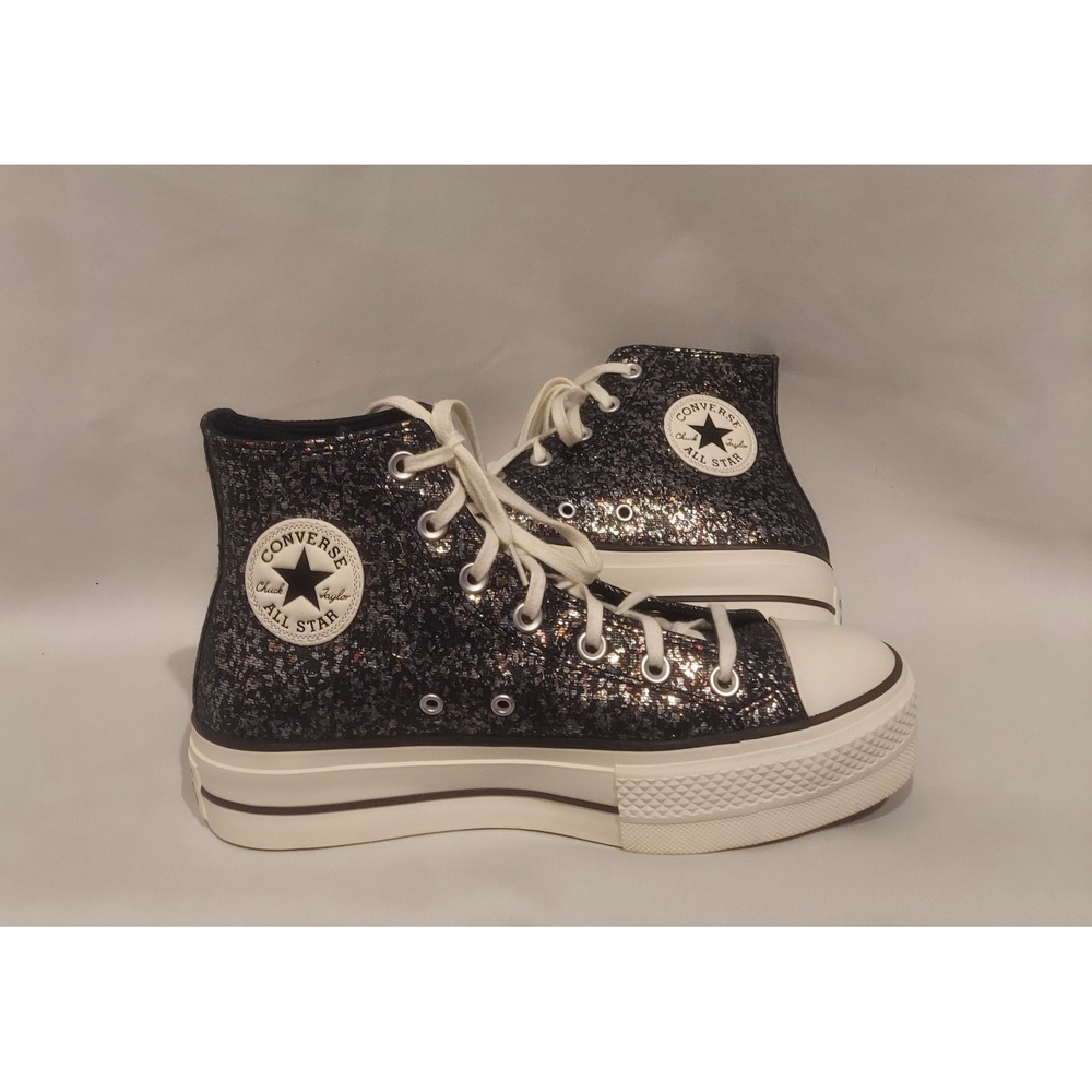 Converse CTAS Womens Platform Black Glitter High Top Sneakers WORN ONCE! Size 9